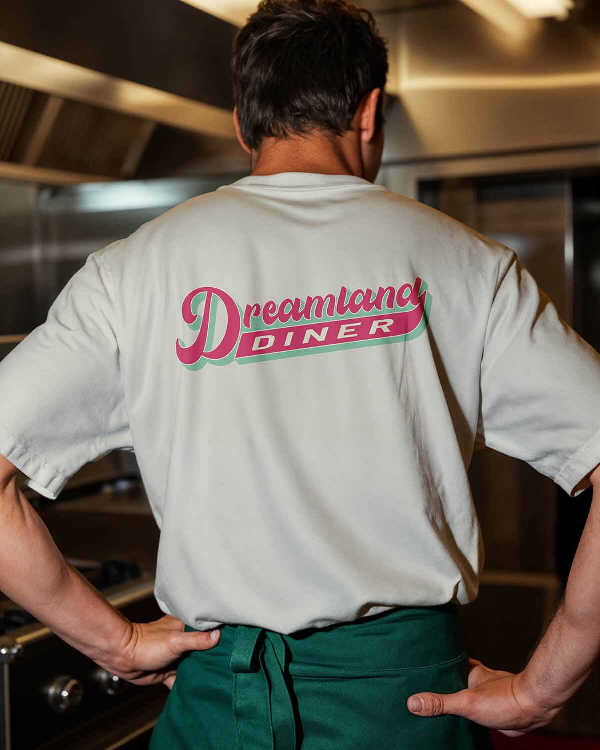 Dreamland Diner branded T-shirt mockup