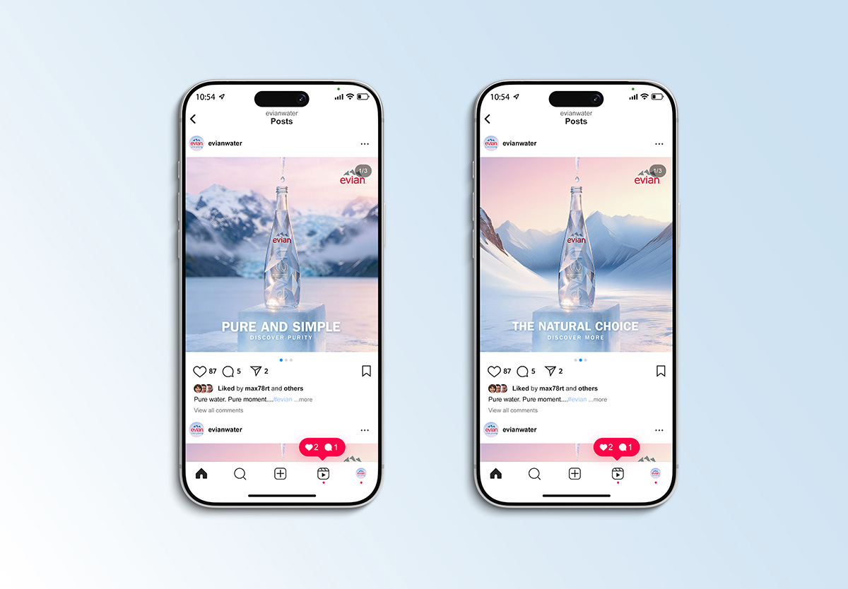 evian ad instagram feed post