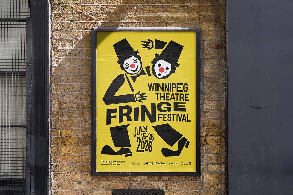 Winnipeg Fringe Theatre Festival 2026 outdoor poster advertisement mockup