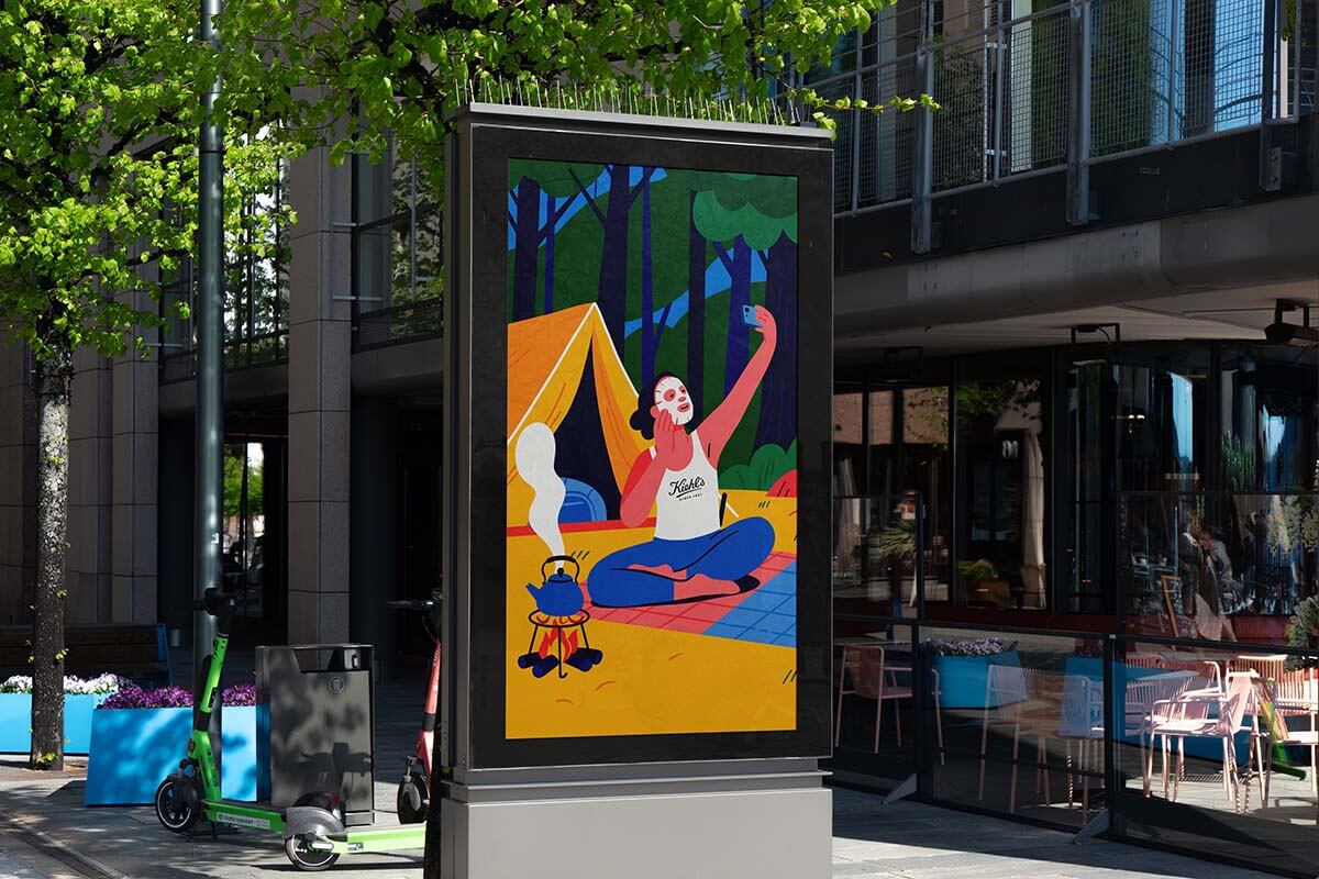 Kiehl&rsquo;s lightbox mockup on the street