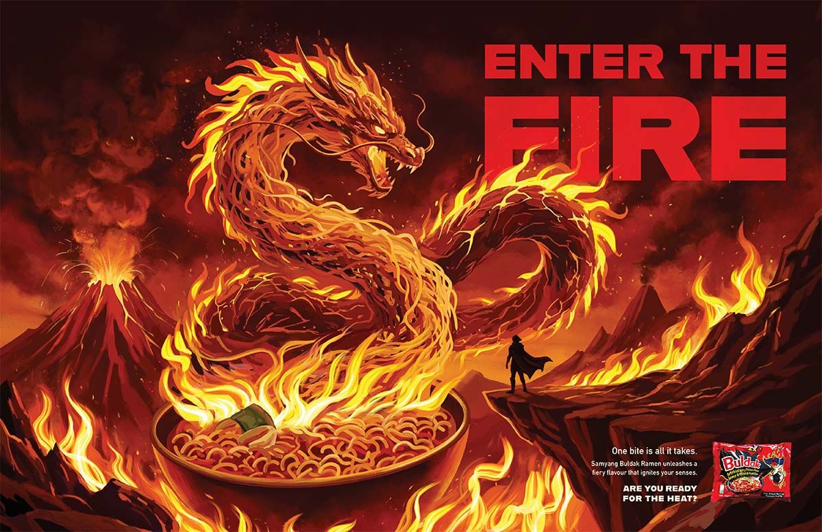 Illustrated dragon artwork created for the Samyang advertisement